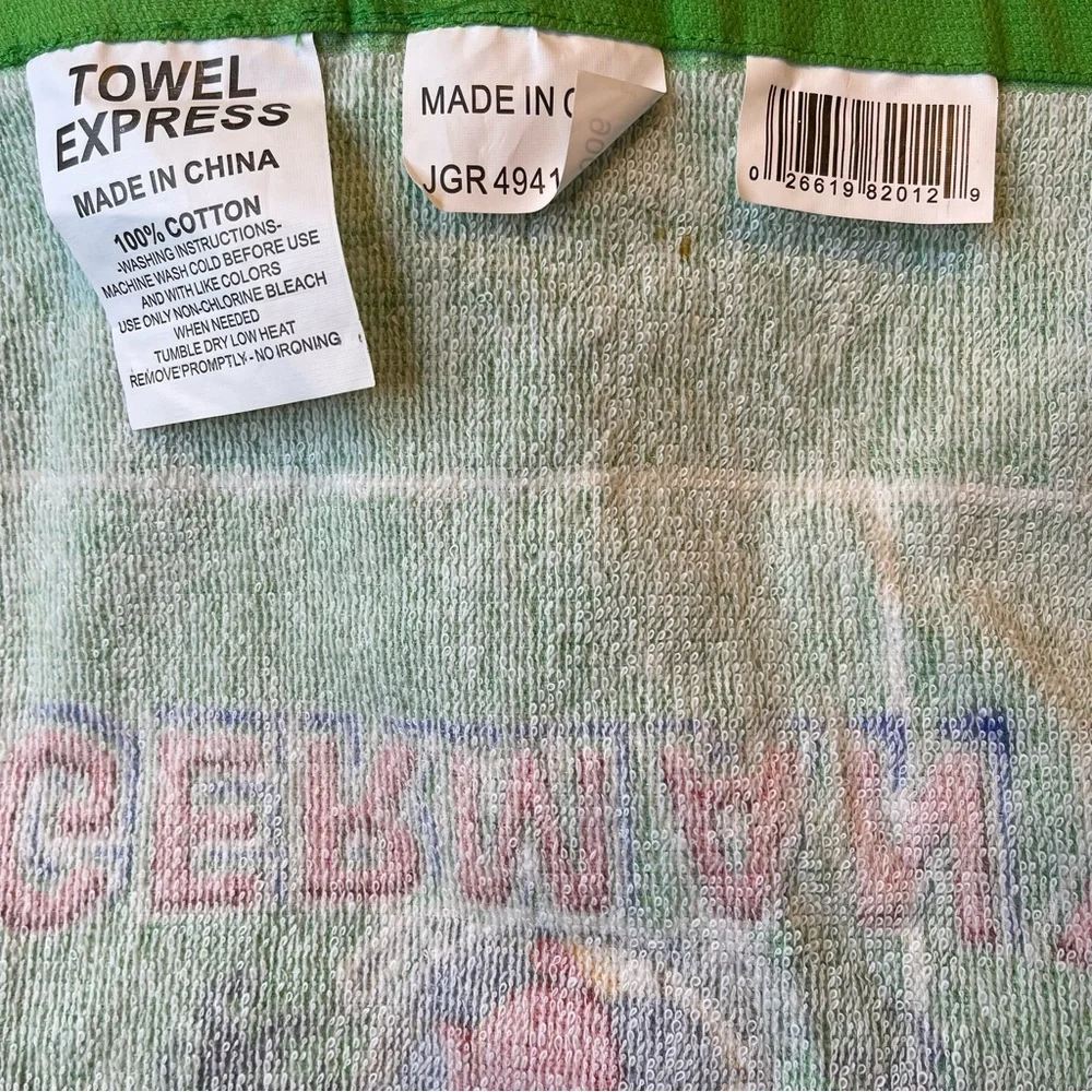Beach Towel World Soccer NEW Vibrant green Spain Brazil Italy Germany France